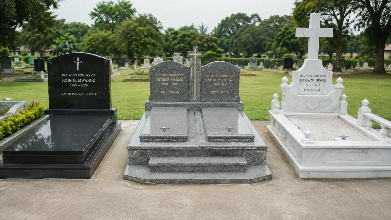 Range of finished headstone styles