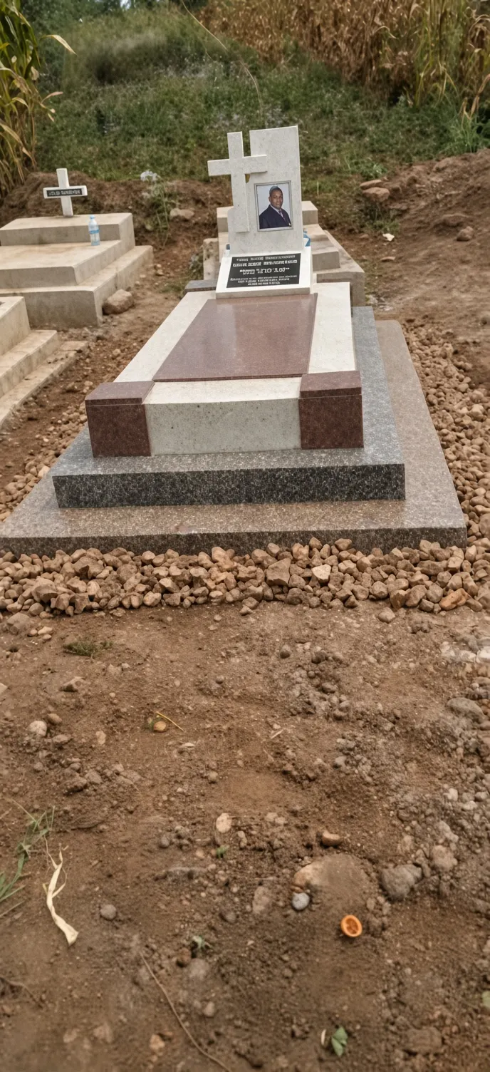 Granite and marble Christian grave with portrait